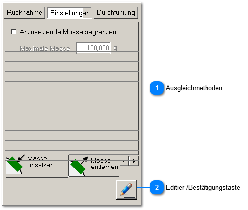 Ausgleichmethoden einstellen