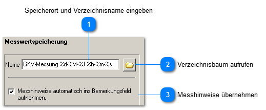 Einstellungen für Messwertspeicherung