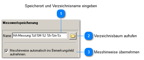 Einstellungen für Messwertspeicherung