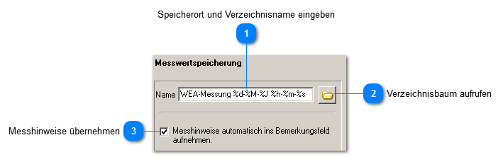 Einstellungen für Messwertspeicherung