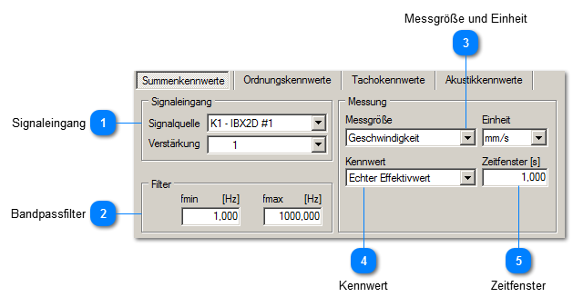 Einstellungen für Summenkennwerte